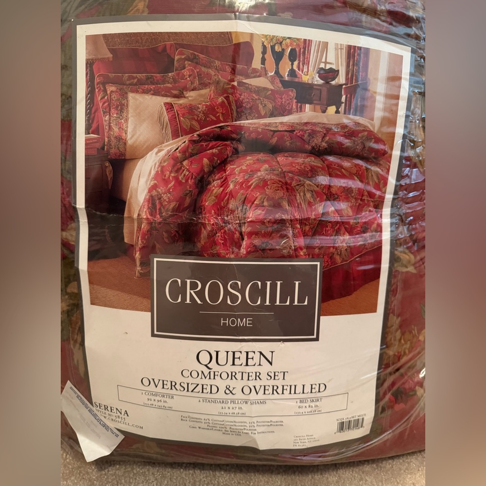 Croscill Red Floral Queen Comforter Set